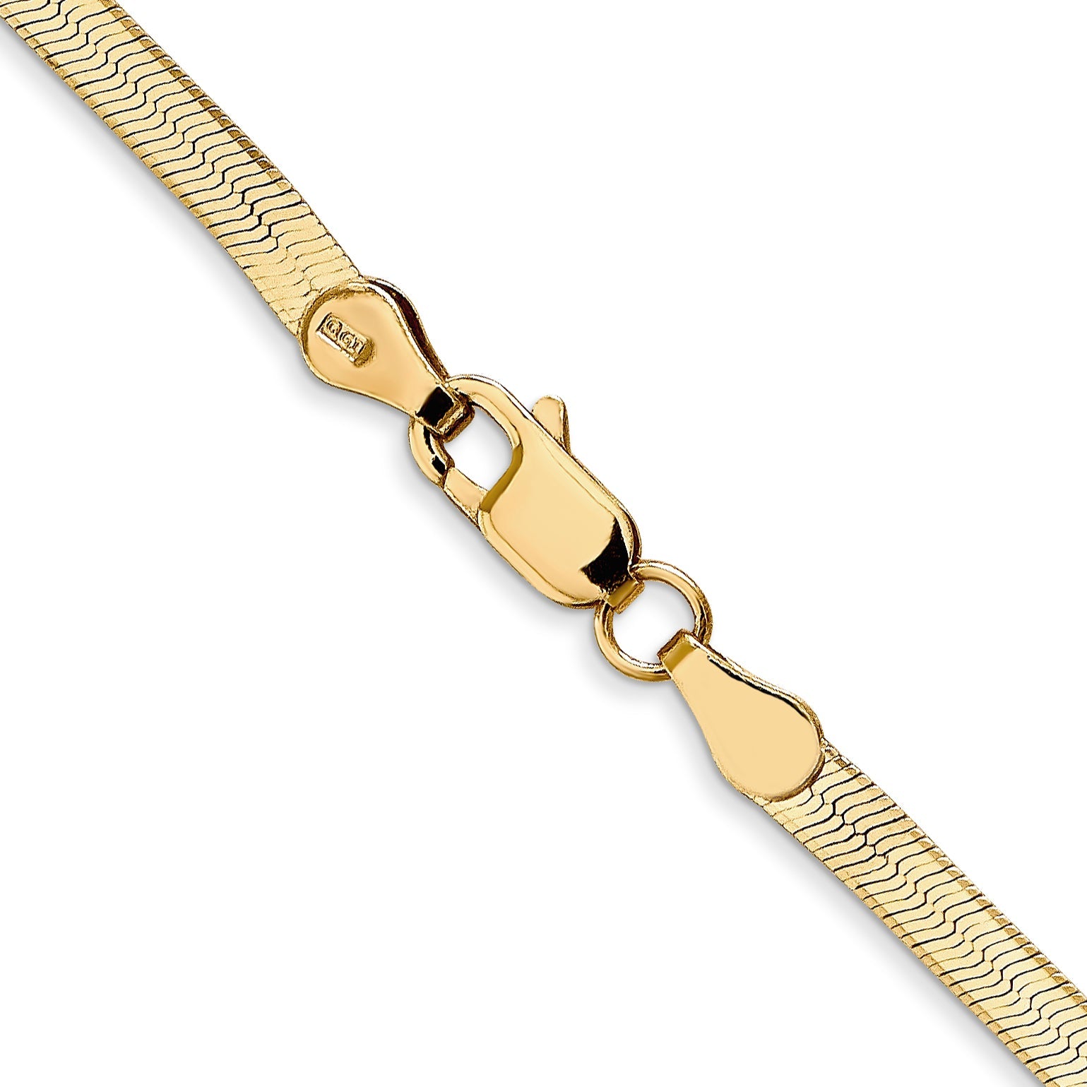 16 Inch 14K Yellow Gold 3mm Silky Herringbone Chain Necklace