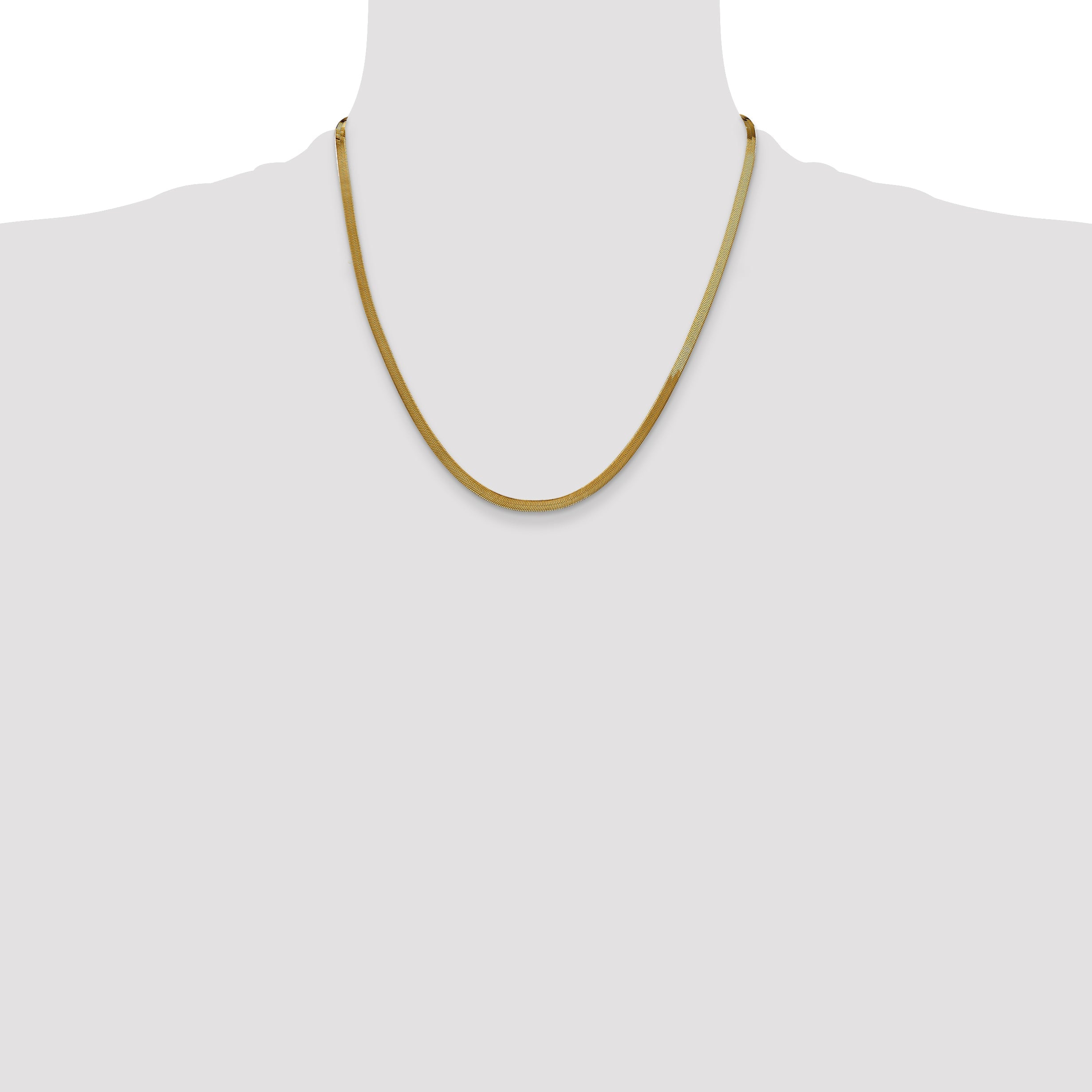 2 Inch 14K Yellow Gold 3mm Silky Herringbone Chain Necklace