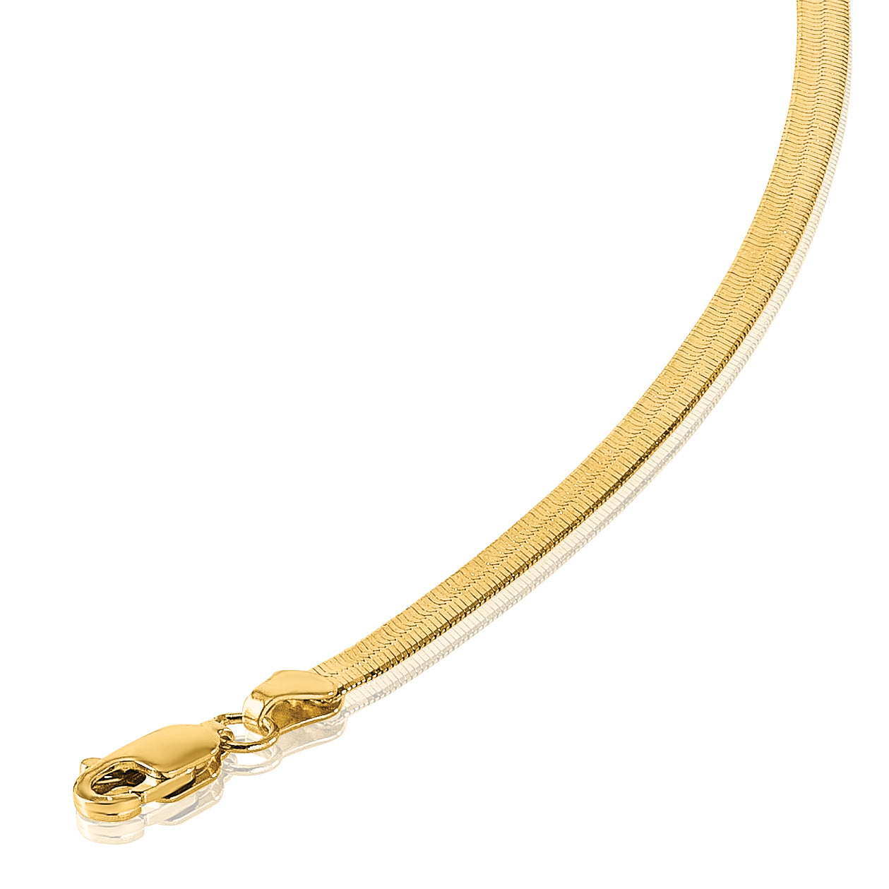 2 Inch 14K Yellow Gold 3mm Silky Herringbone Chain Necklace