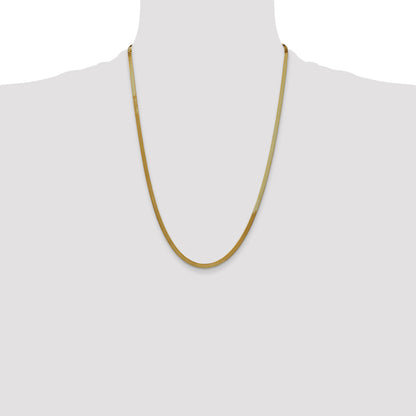 24 Inch 14K Yellow Gold 3mm Silky Herringbone Chain Necklace