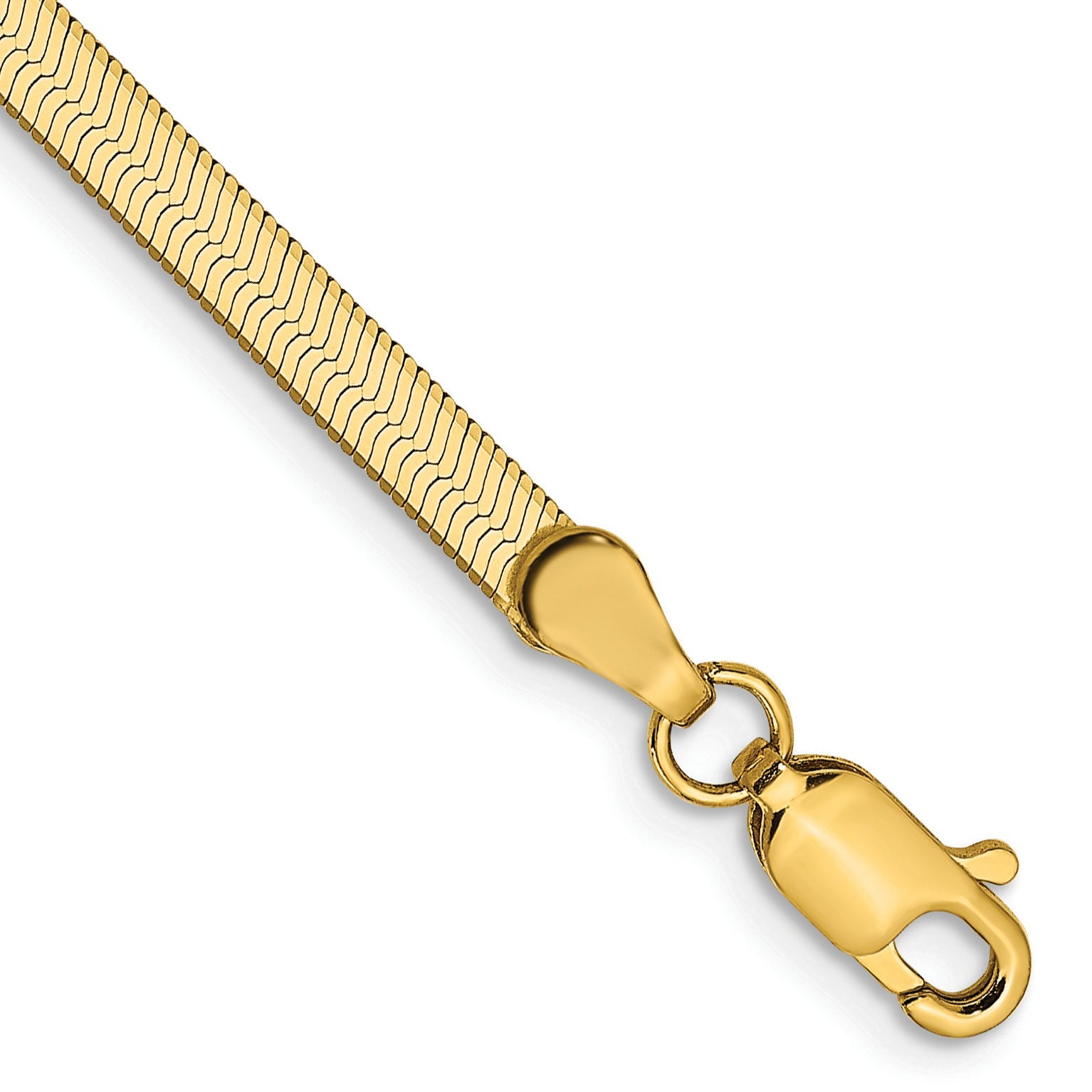 8 Inch 14K Yellow Gold 3mm Silky Herringbone Chain Bracelet