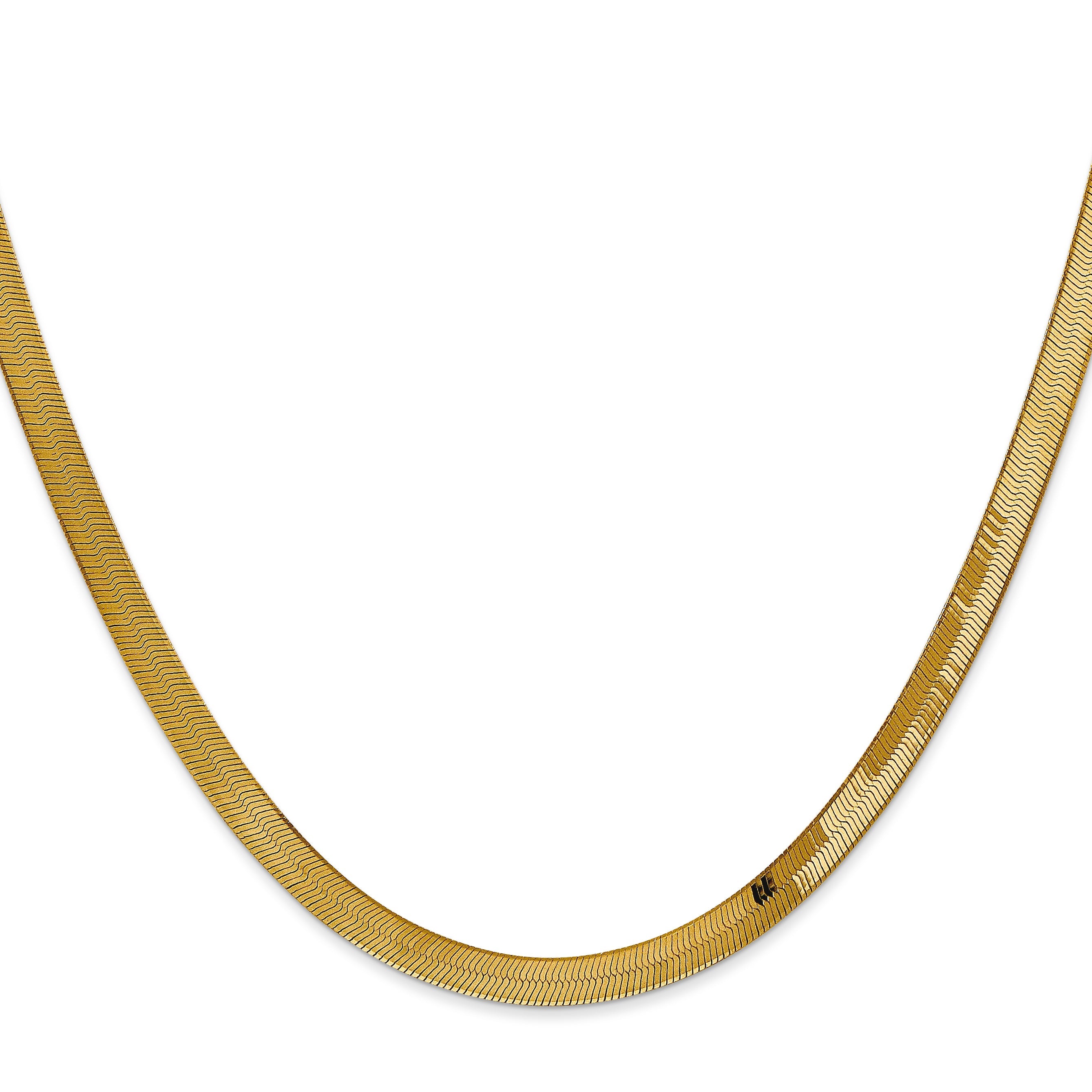 22 Inch 14K Yellow Gold 4mm Silky Herringbone Chain Necklace