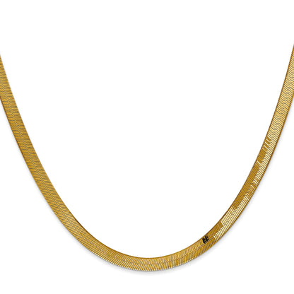 18 Inch 14K Yellow Gold 4mm Silky Herringbone Chain Necklace