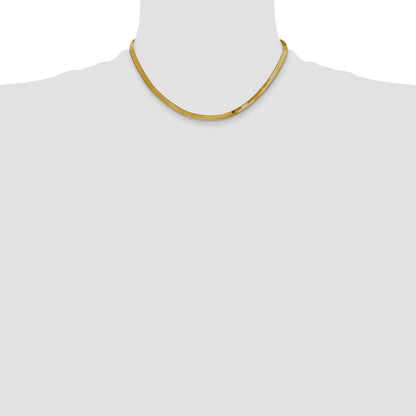 16 Inch 14K Yellow Gold 4mm Silky Herringbone Chain Necklace
