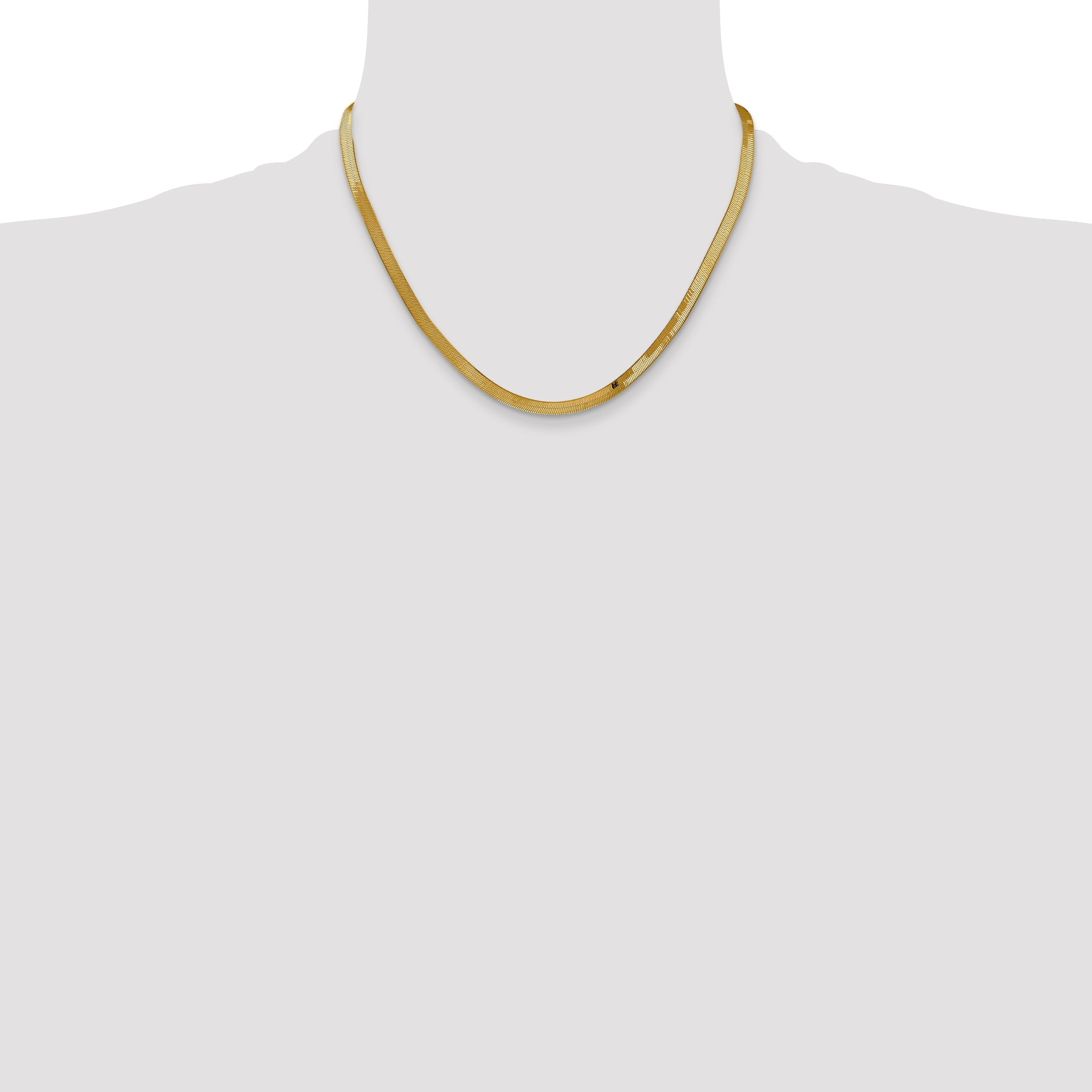 18 Inch 14K Yellow Gold 4mm Silky Herringbone Chain Necklace