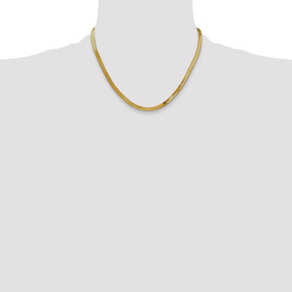 18 Inch 14K Yellow Gold 4mm Silky Herringbone Chain Necklace
