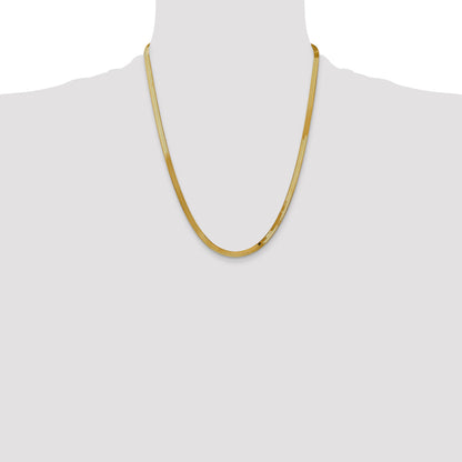22 Inch 14K Yellow Gold 4mm Silky Herringbone Chain Necklace