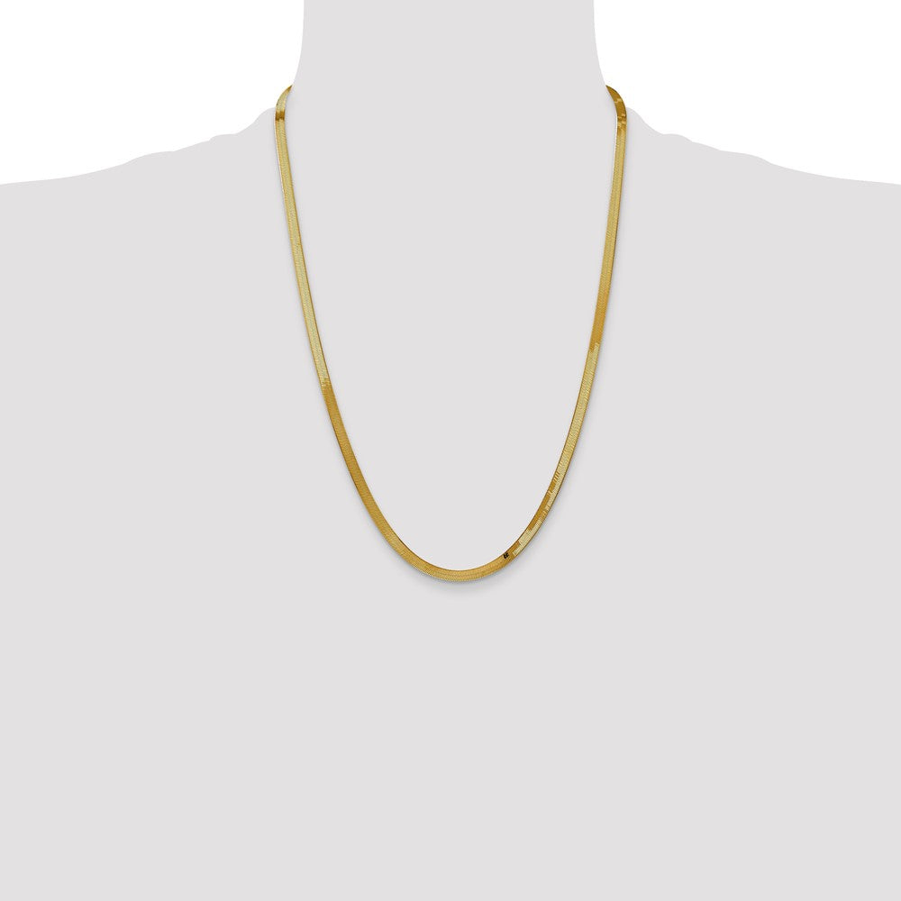 24 Inch 14K Yellow Gold 4mm Silky Herringbone Chain Necklace