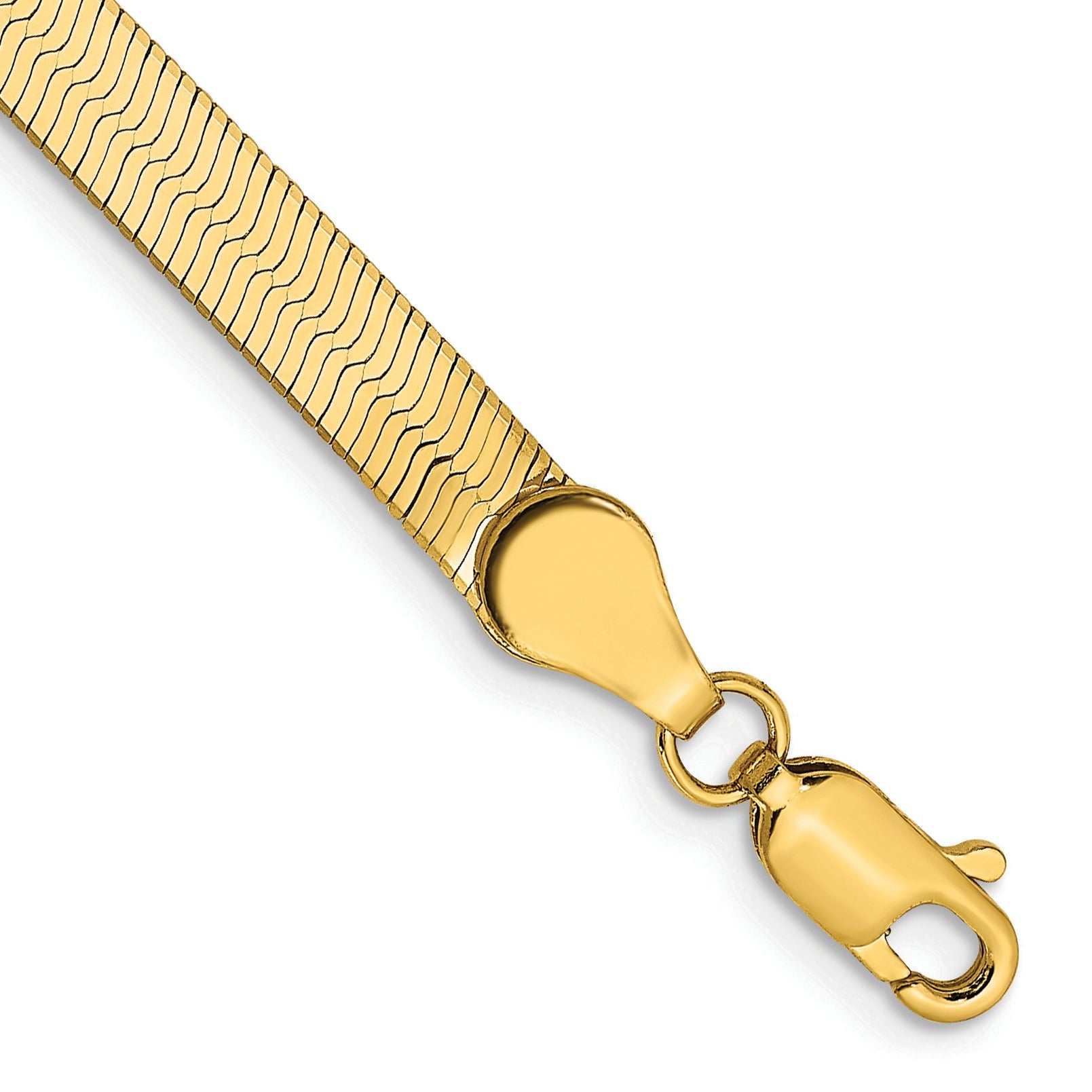 8 Inch 14K Yellow Gold 4mm Silky Herringbone Chain Bracelet