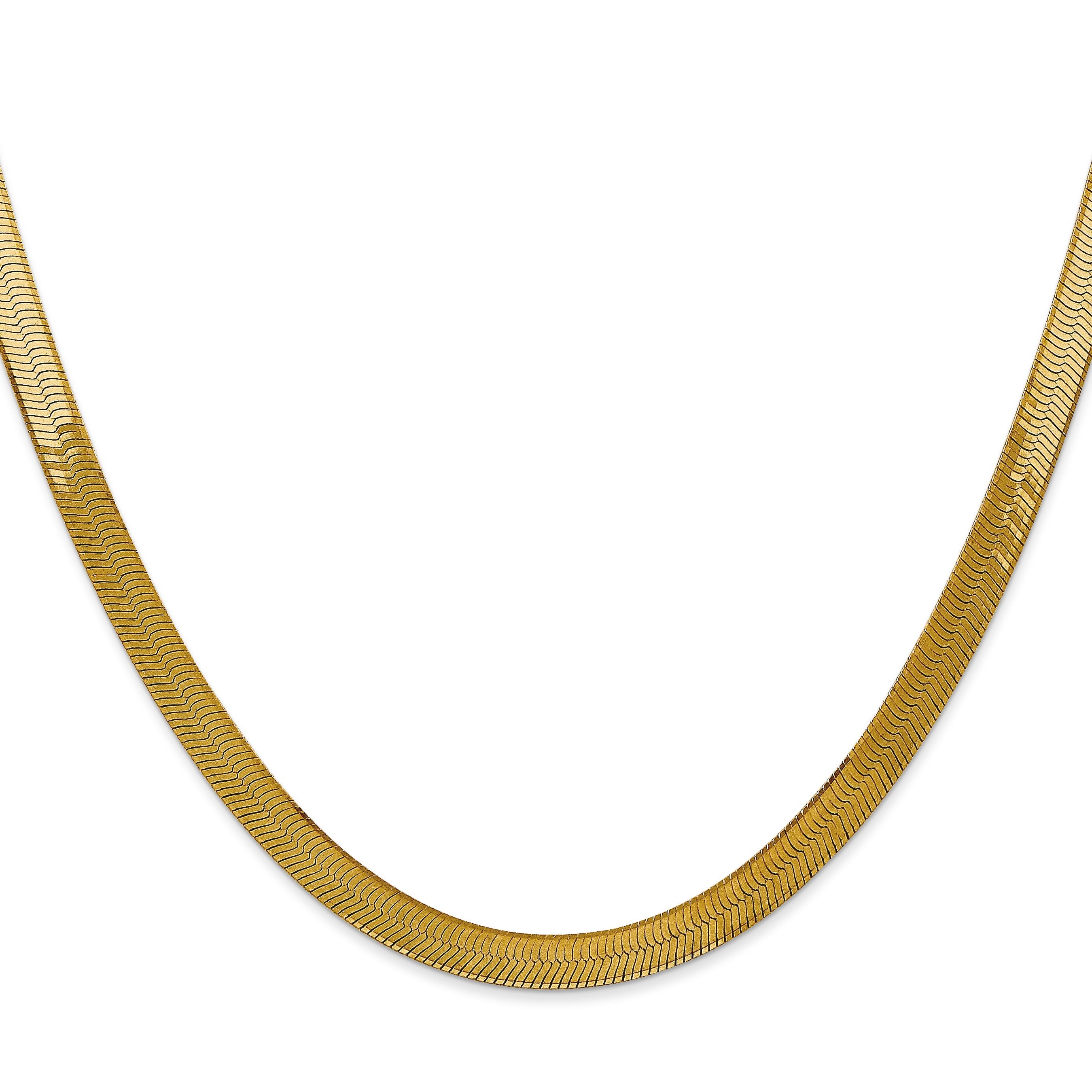 16 Inch 14K Yellow Gold 5mm Silky Herringbone Chain Necklace