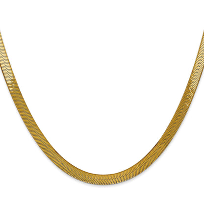 2 Inch 14K Yellow Gold 5mm Silky Herringbone Chain Necklace