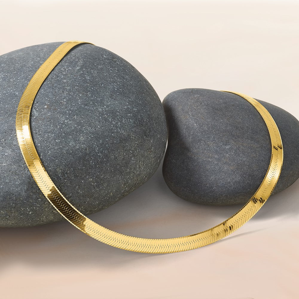 18 Inch 14K Yellow Gold 5mm Silky Herringbone Chain Necklace