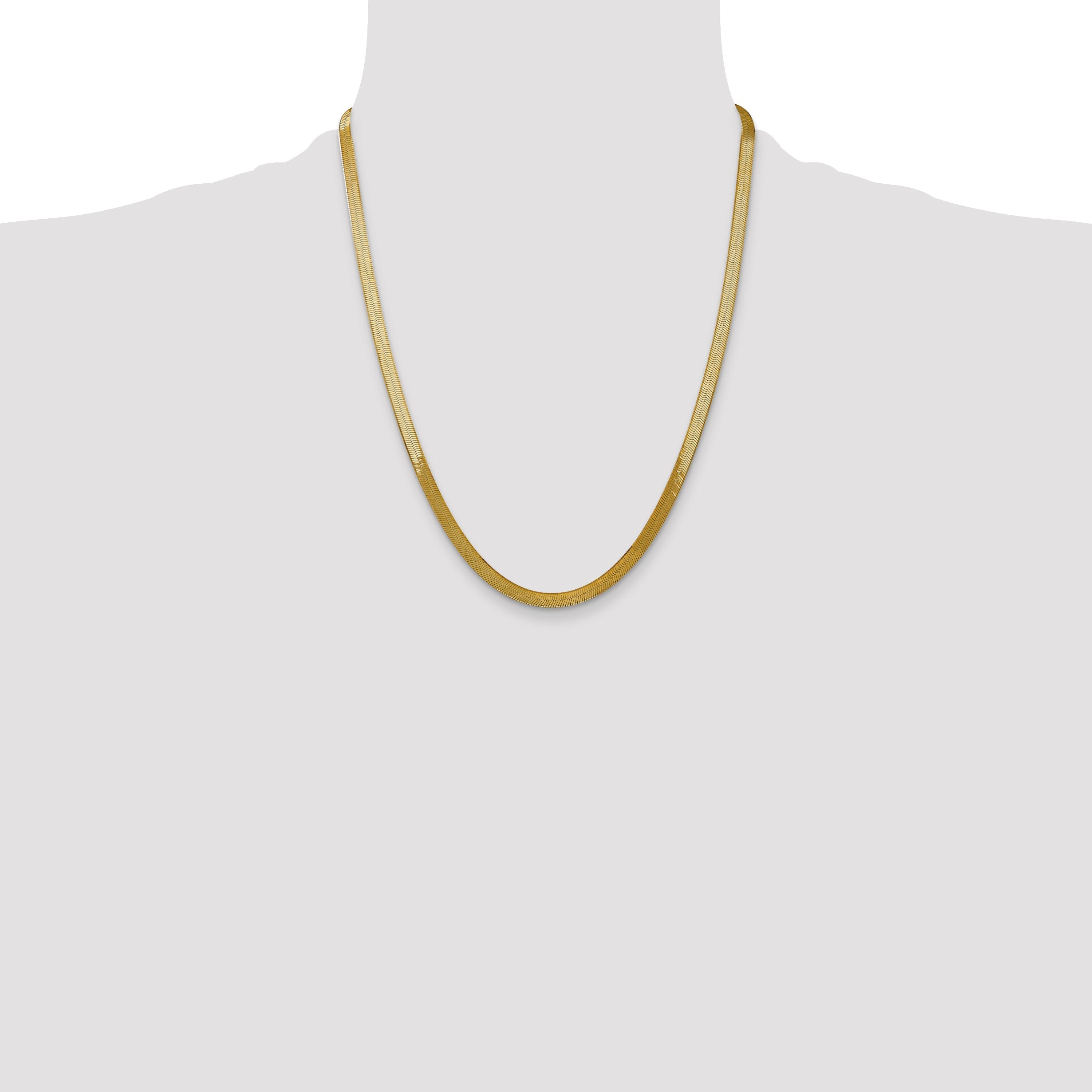 22 Inch 14K Yellow Gold 5mm Silky Herringbone Chain Necklace