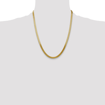 22 Inch 14K Yellow Gold 5mm Silky Herringbone Chain Necklace