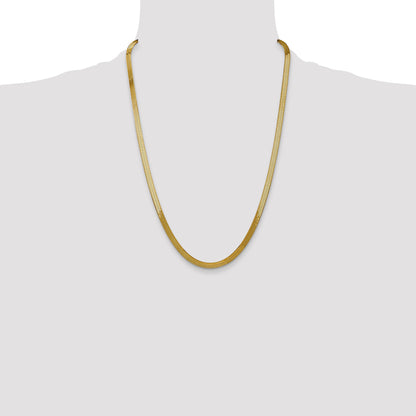 24 Inch 14K Yellow Gold 5mm Silky Herringbone Chain Necklace