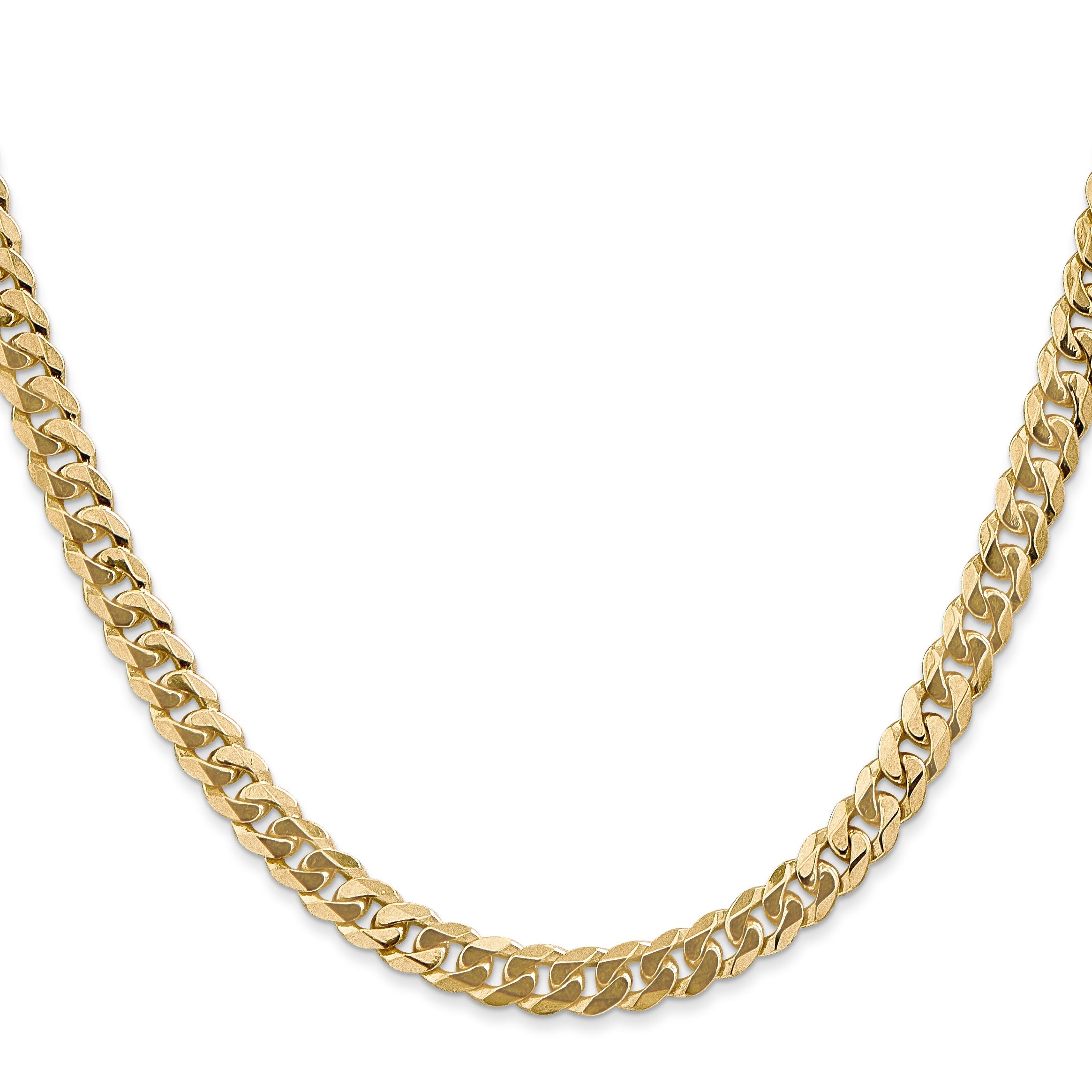 24 Inch 14K White Gold 5.75mm Flat Beveled Curb Chain Necklace