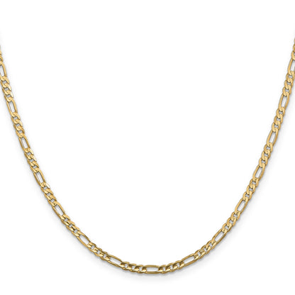 16 Inch 14K Yellow Gold 3mm Concave Open Figaro Chain Necklace