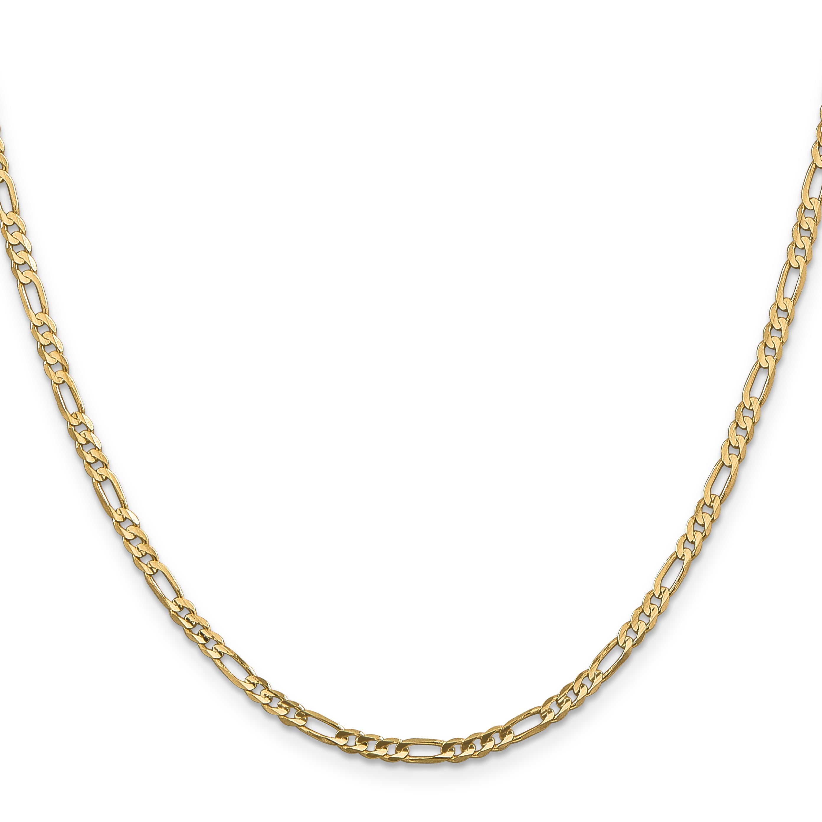 24 Inch 14K Yellow Gold 3mm Concave Open Figaro Chain Necklace