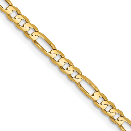16 Inch 14K Yellow Gold 3mm Concave Open Figaro Chain Necklace
