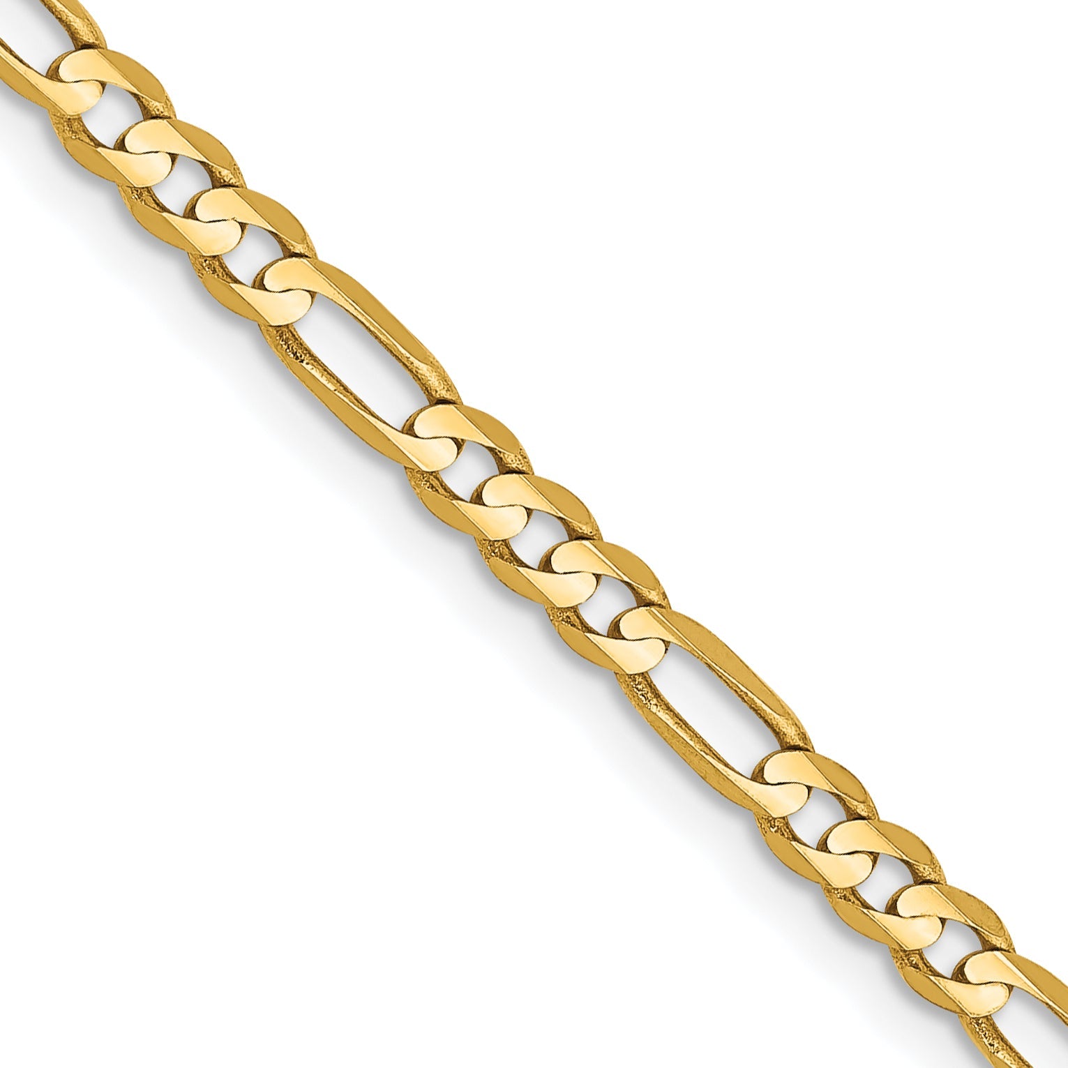 2 Inch 14K Yellow Gold 3mm Concave Open Figaro Chain Necklace