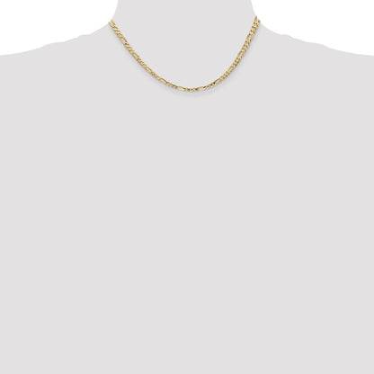 16 Inch 14K Yellow Gold 4mm Concave Open Figaro Chain Necklace