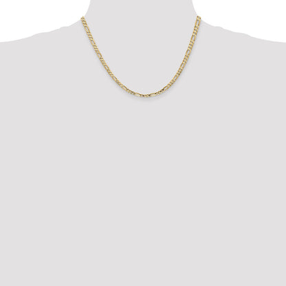 18 Inch 14K Yellow Gold 4mm Concave Open Figaro Chain Necklace