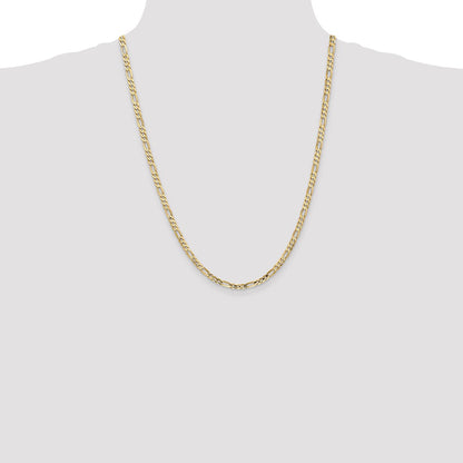 24 Inch 14K Yellow Gold 4mm Concave Open Figaro Chain Necklace