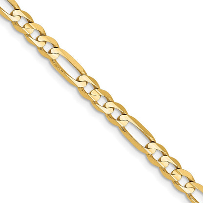 16 Inch 14K Yellow Gold 4mm Concave Open Figaro Chain Necklace