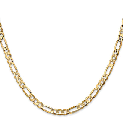 2 Inch 14K Yellow Gold 4.5mm Concave Open Figaro Chain Necklace