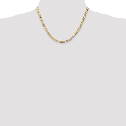 18 Inch 14K Yellow Gold 4.5mm Concave Open Figaro Chain Necklace