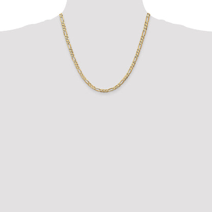 2 Inch 14K Yellow Gold 4.5mm Concave Open Figaro Chain Necklace