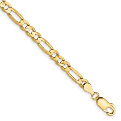7 Inch 14K Yellow Gold 4.5mm Concave Open Figaro Chain Bracelet