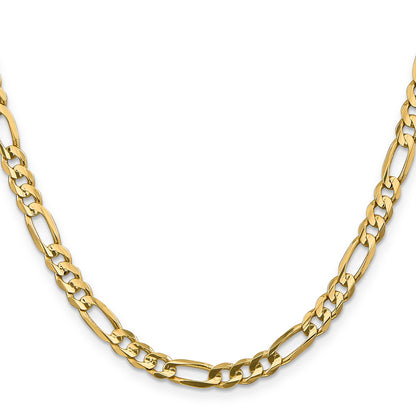 2 Inch 14K Yellow Gold 5.5mm Concave Open Figaro Chain Necklace