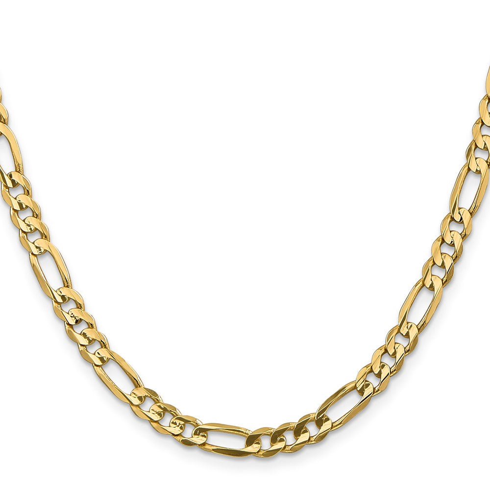 24 Inch 14K Yellow Gold 5.5mm Concave Open Figaro Chain Necklace