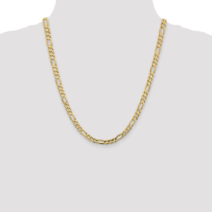 22 Inch 14K Yellow Gold 5.5mm Concave Open Figaro Chain Necklace