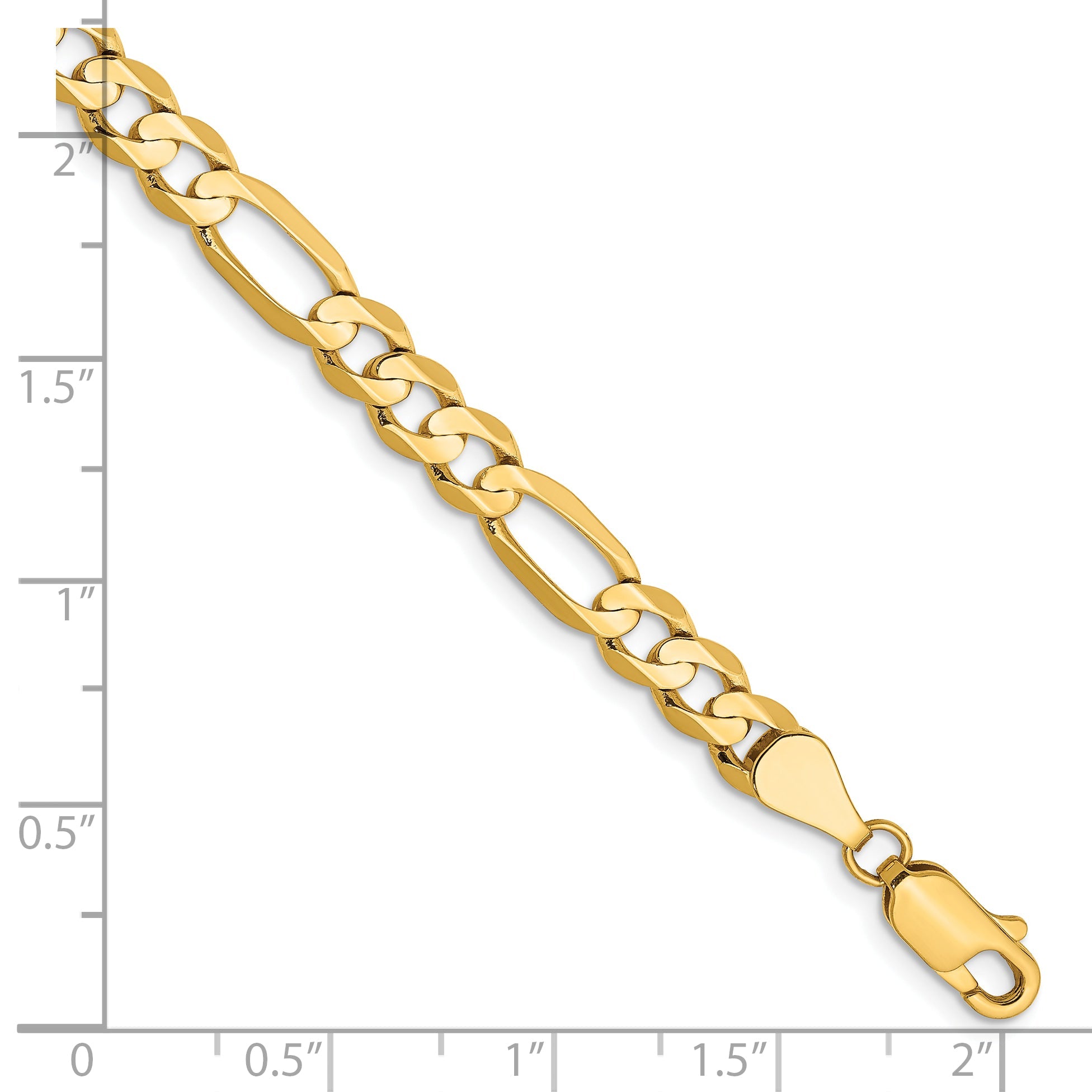 8 Inch 14K Yellow Gold 5.5mm Concave Open Figaro Chain Bracelet