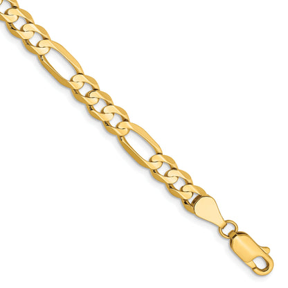 7 Inch 14K Yellow Gold 5.5mm Concave Open Figaro Chain Bracelet