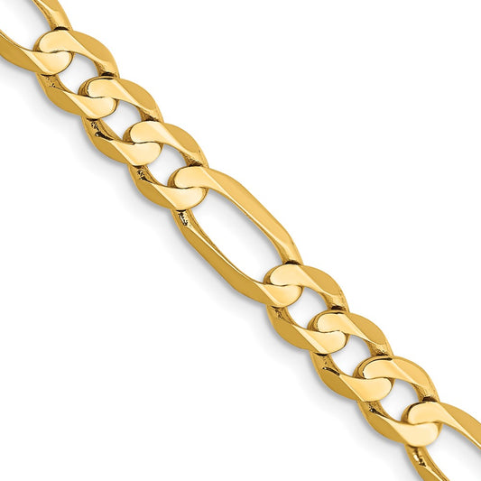 24 Inch 14K Yellow Gold 5.5mm Concave Open Figaro Chain Necklace