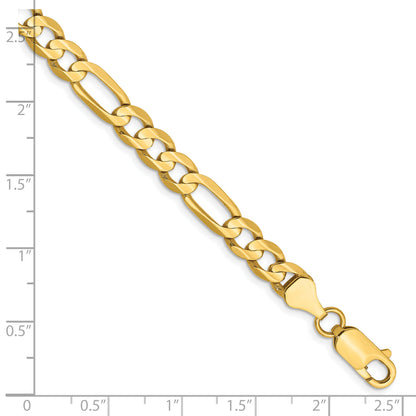 8 Inch 14K Yellow Gold 6mm Concave Open Figaro Chain Bracelet
