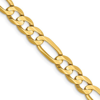 24 Inch 14K Yellow Gold 6mm Concave Open Figaro Chain Necklace