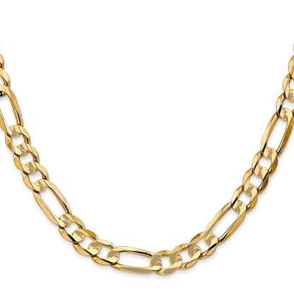 24 Inch 14K Yellow Gold 6.75mm Concave Open Figaro Chain Necklace