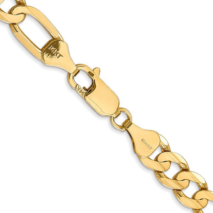 2 Inch 14K Yellow Gold 6.75mm Concave Open Figaro Chain Necklace