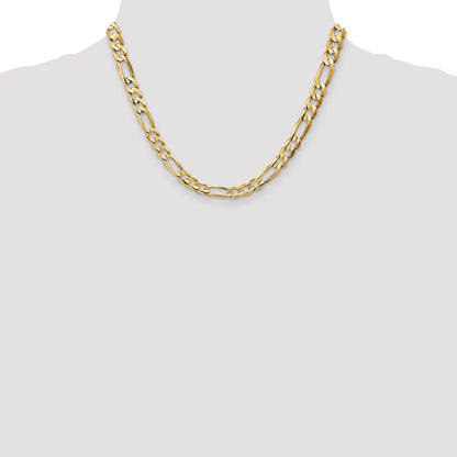 18 Inch 14K Yellow Gold 6.75mm Concave Open Figaro Chain Necklace