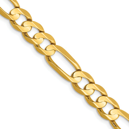 24 Inch 14K Yellow Gold 6.75mm Concave Open Figaro Chain Necklace