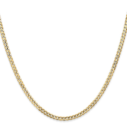 18 Inch 14K Yellow Gold 3mm Open Concave Curb Chain Necklace