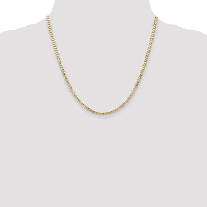 2 Inch 14K Yellow Gold 3mm Open Concave Curb Chain Necklace