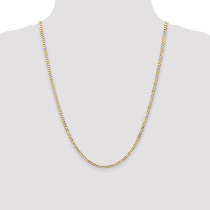24 Inch 14K Yellow Gold 3mm Open Concave Curb Chain Necklace