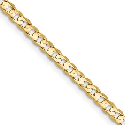 16 Inch 14K Yellow Gold 3mm Open Concave Curb Chain Necklace