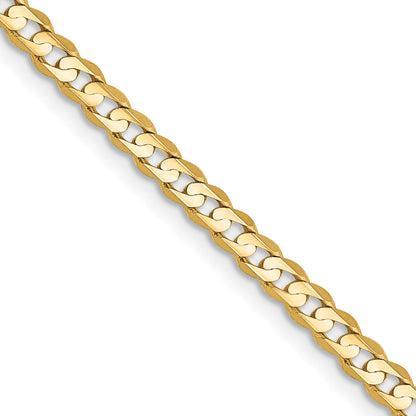18 Inch 14K Yellow Gold 3mm Open Concave Curb Chain Necklace