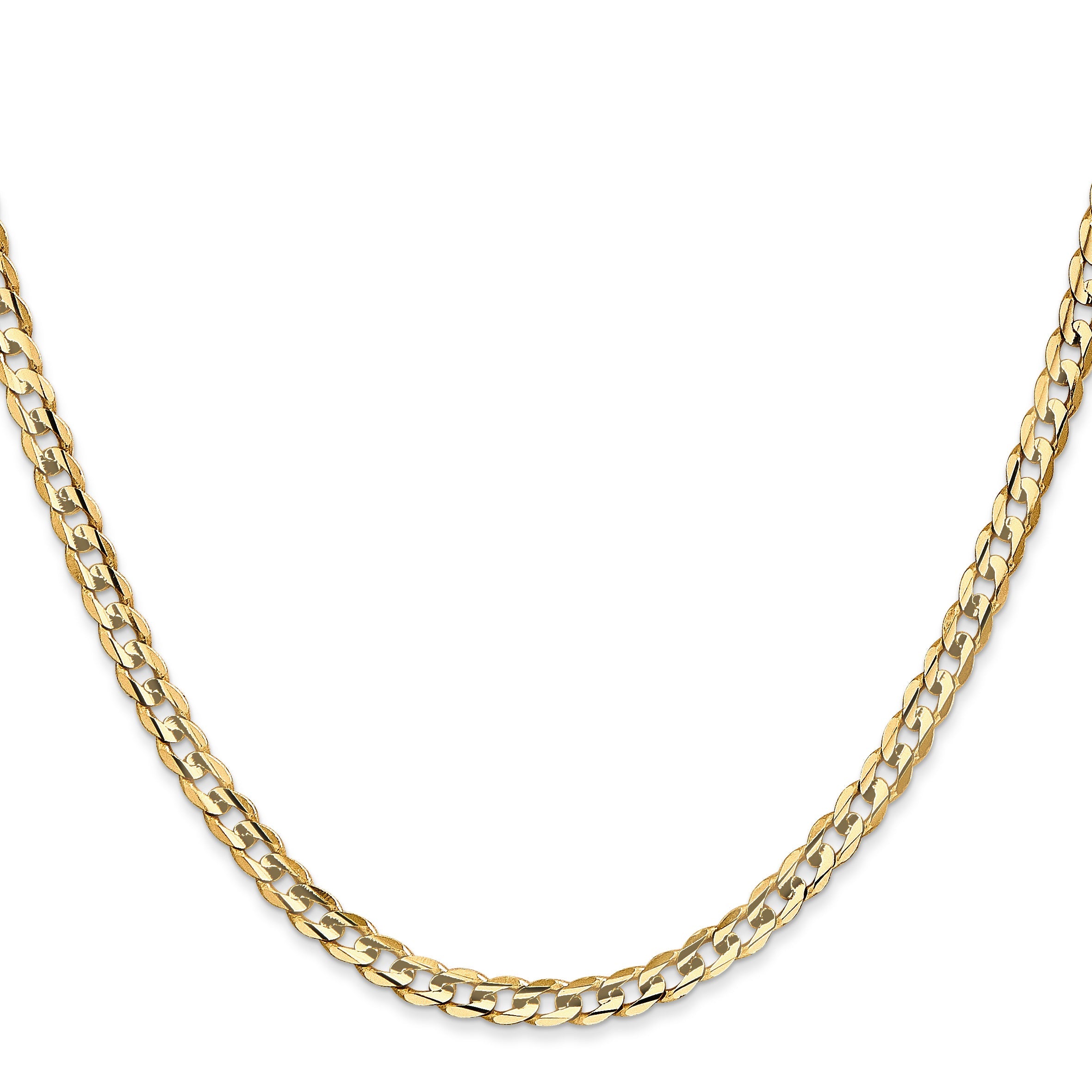 18 Inch 14K Yellow Gold 3.8mm Open Concave Curb Chain Necklace